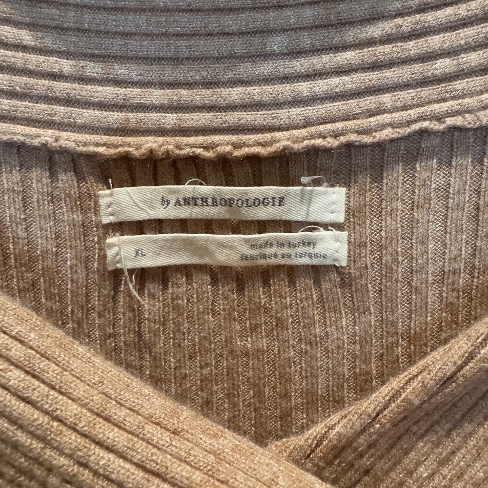 Elegant Anthropologie Tan Off-Shoulder Sweater - Picture 3 of 4